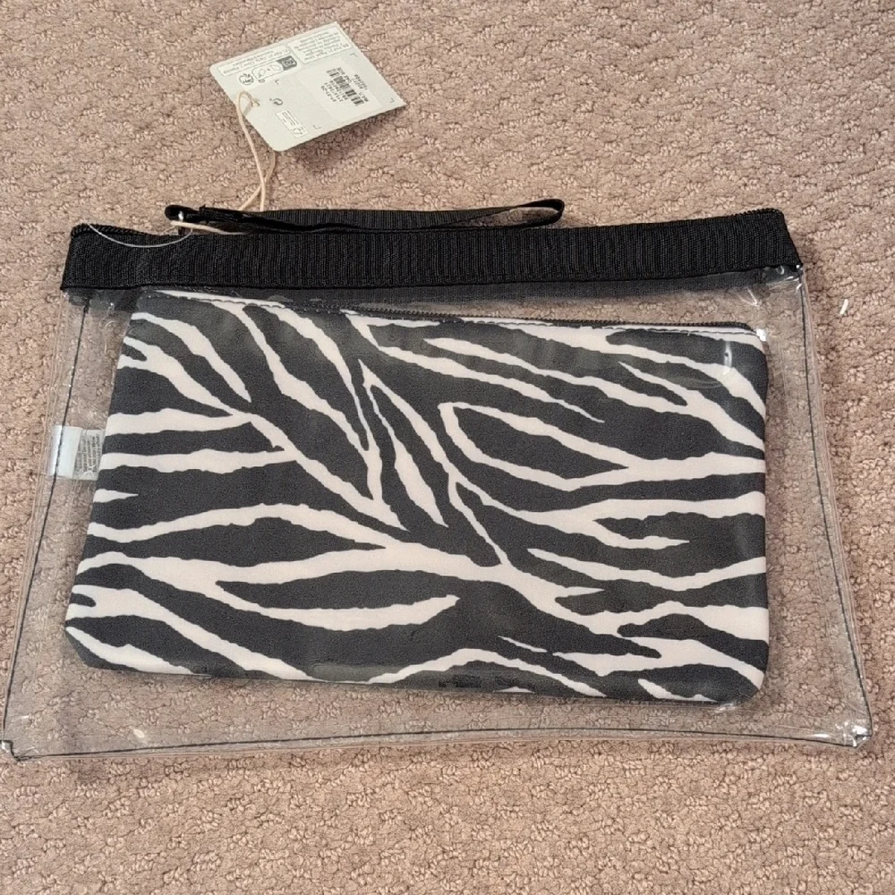 Primark 2 Piece Zebra Animal Print Makeup Cosmetic Accessories Bag NWT